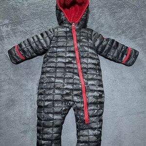 Snozu Heavy Duty Cozy Fleece Lined Quilted Gray/Red Baby Winter Snowsuit
